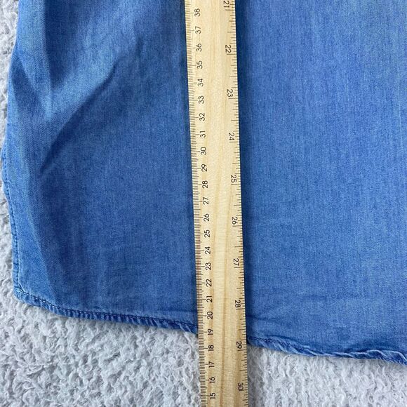 Motherhood Maternity Denim Chambray Lace Up Shirt Roll Tab‎ Sleeve Size M - Picture 9 of 12